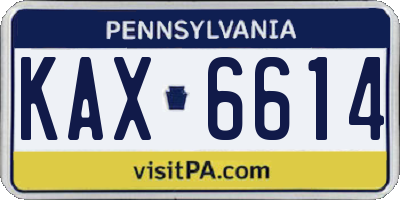 PA license plate KAX6614