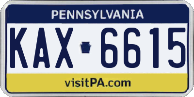 PA license plate KAX6615