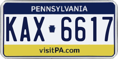 PA license plate KAX6617