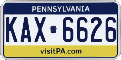 PA license plate KAX6626