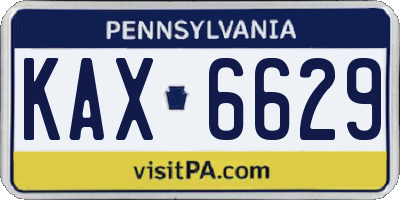 PA license plate KAX6629
