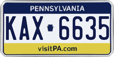 PA license plate KAX6635