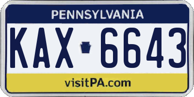 PA license plate KAX6643