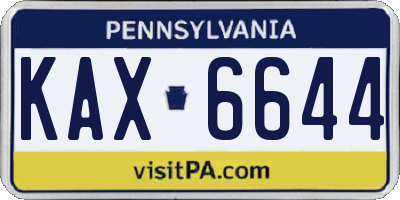 PA license plate KAX6644