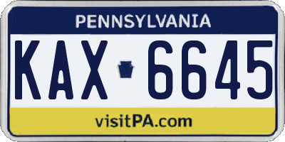PA license plate KAX6645