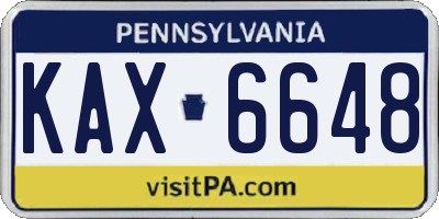 PA license plate KAX6648
