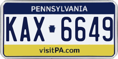 PA license plate KAX6649