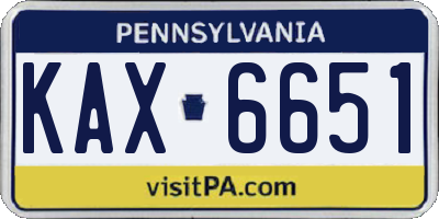 PA license plate KAX6651