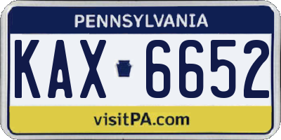 PA license plate KAX6652
