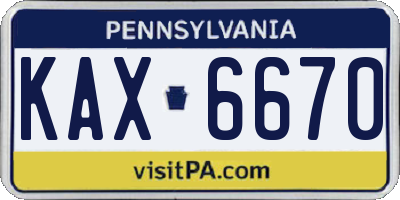 PA license plate KAX6670