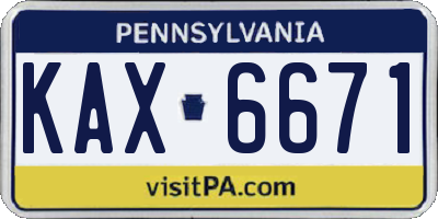 PA license plate KAX6671