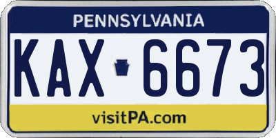 PA license plate KAX6673
