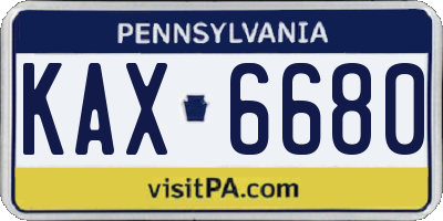 PA license plate KAX6680