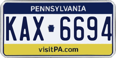 PA license plate KAX6694