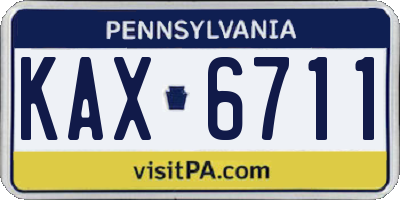 PA license plate KAX6711