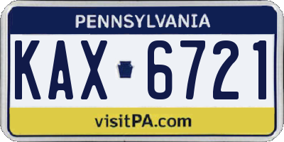 PA license plate KAX6721