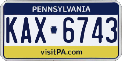 PA license plate KAX6743
