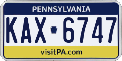 PA license plate KAX6747
