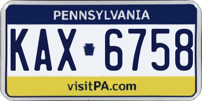 PA license plate KAX6758