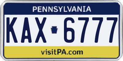 PA license plate KAX6777