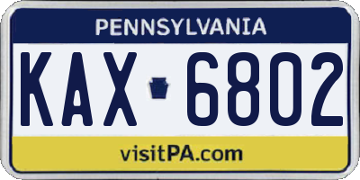 PA license plate KAX6802