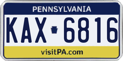 PA license plate KAX6816