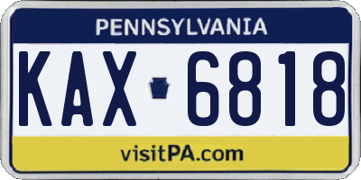 PA license plate KAX6818