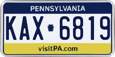 PA license plate KAX6819