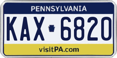 PA license plate KAX6820