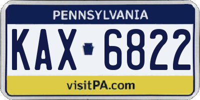 PA license plate KAX6822