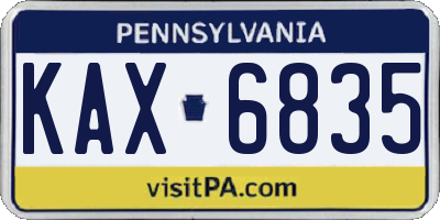 PA license plate KAX6835