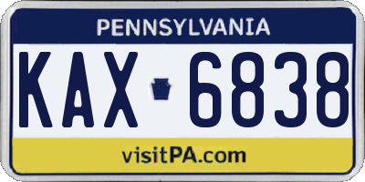 PA license plate KAX6838