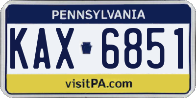 PA license plate KAX6851