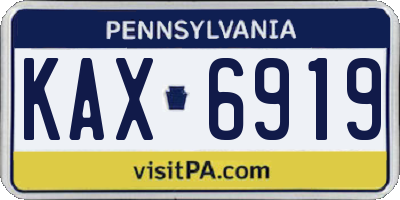PA license plate KAX6919