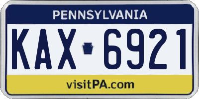 PA license plate KAX6921
