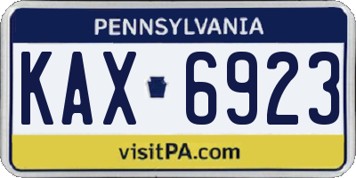 PA license plate KAX6923