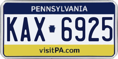 PA license plate KAX6925