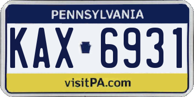 PA license plate KAX6931