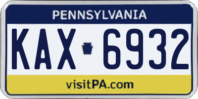 PA license plate KAX6932