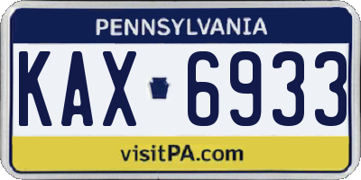 PA license plate KAX6933