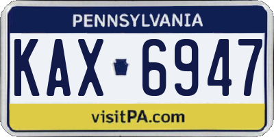 PA license plate KAX6947