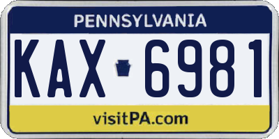 PA license plate KAX6981