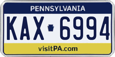 PA license plate KAX6994