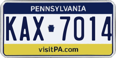 PA license plate KAX7014