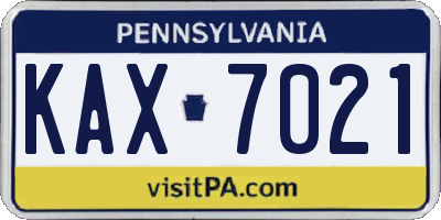 PA license plate KAX7021