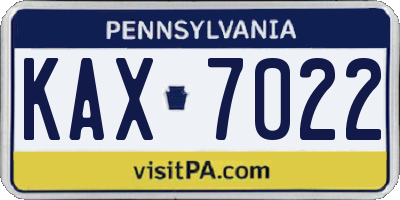 PA license plate KAX7022