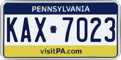 PA license plate KAX7023