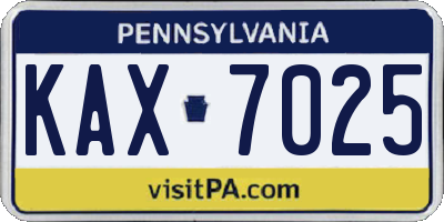 PA license plate KAX7025