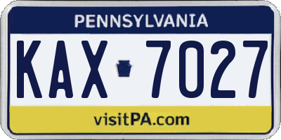 PA license plate KAX7027