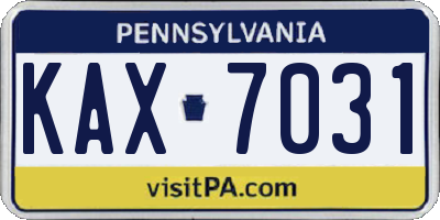 PA license plate KAX7031